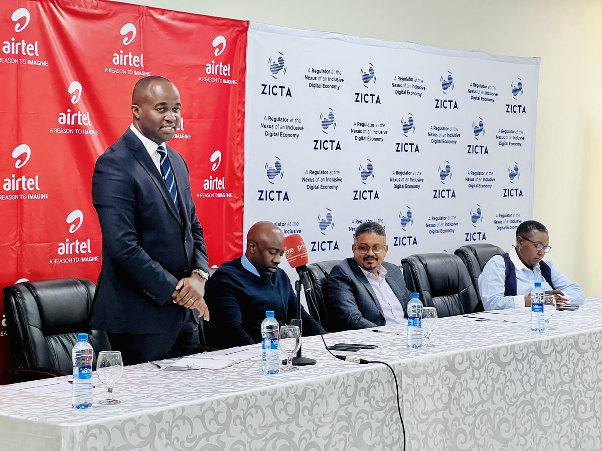 ZictaZM's tweet photo. We proudly acknowledge the significant contribution of Airtel Networks Zambia Limited towards the 2023 ZICTA ICT Innovation Programme. 

Let's transform Zambia into a digital economy together. 🚀🇿🇲 

#ZICTA #Airtel #Innovation #DigitalTransformation #ICTDevelopment https://t.co/hKyfhj2URJ