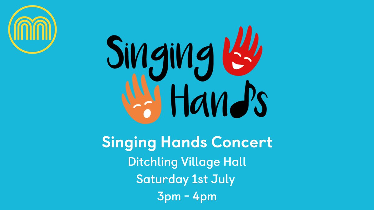 MakatonCharity's tweet photo. 🌟Singing Hands Concert🌟 

Join us on Sat 1st July, 3pm-4pm at Ditchling Village Hall. 🎶 Part of #MakaHike but open to all! £10/adult, £5/child.

Book 👉 https://t.co/KJwh1D2ghY

Spread the word &amp; see you there! 🤗

@singinghands 

#Makaton #CommunicationForAll #SingingHands https://t.co/ccShuIv5ff