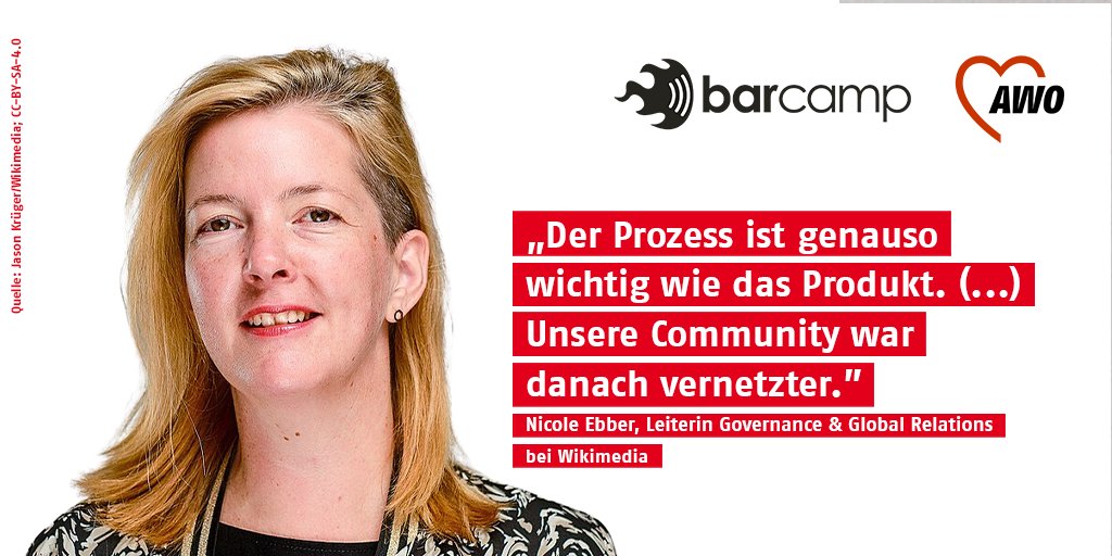 AWOBund's tweet photo. Wie kann man eine partizipative Strategieentwicklung entwickeln und begleiten? Darüber spricht Nicole Ebber @antischokke von @Wikimedia diesen Mittwoch beim #AWODNA-#Barcamp. Wir freuen uns drauf! #DigitaleWohlfahrt #AWODigital #WohlfahrtDerZukunft https://t.co/77mIJtZWu9