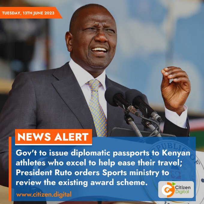 Gov't to issue diplomatic passports to Kenyan athletes who excel to help ease their travel