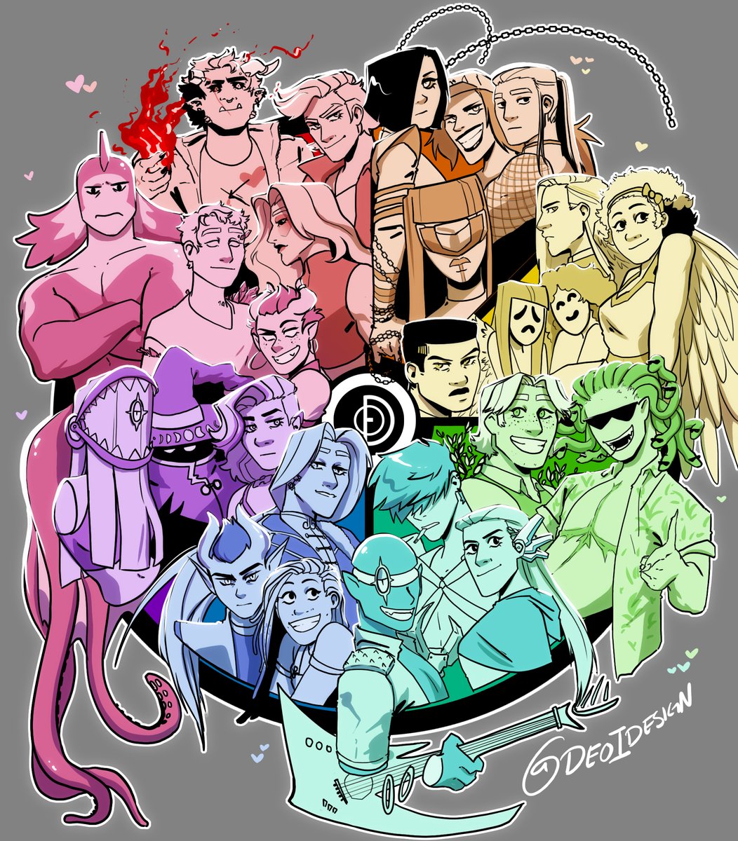 Color wheel with some of my characters ❤️🧡💛💚💙💜 I love them all, I only wish I could have fit more in!!!