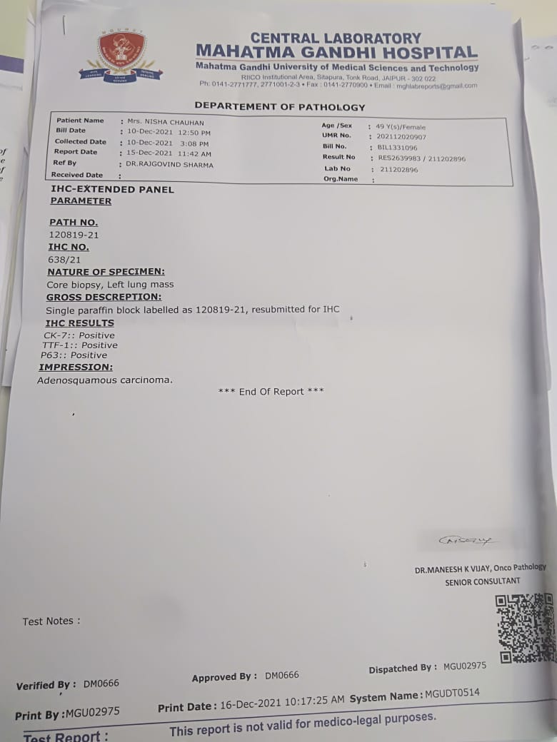 Sanskriti0808's tweet image. #askingforhelp@SonuSood sir, my mother is suffering from lung cancer (Carcinoma). Me and my family are asking you to please assist my family in her treatment 🙏