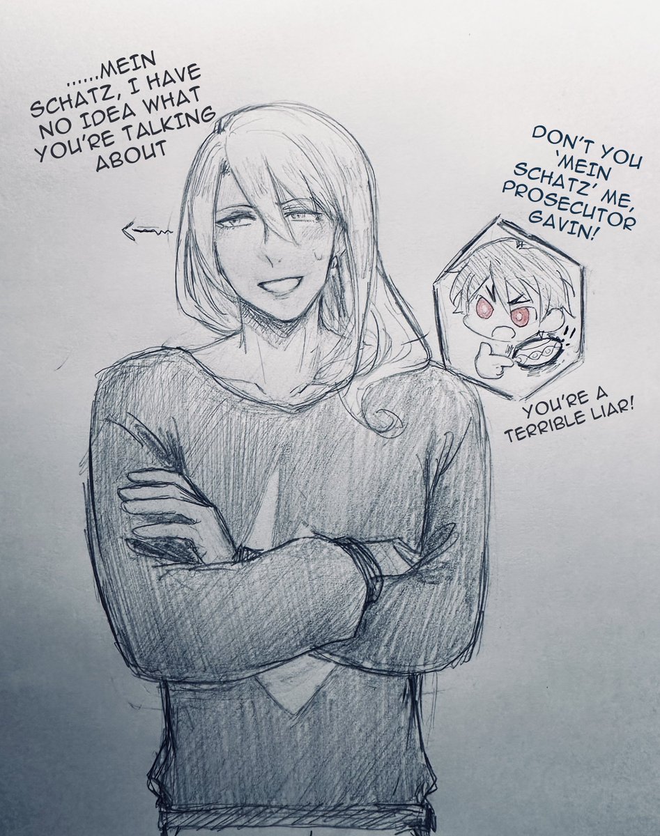 tfw ur boyfriend looks cute with his hair down but he insists on having the spikes 
I also like the idea that Klavier is almost incapable of telling a lie
#klapollo
