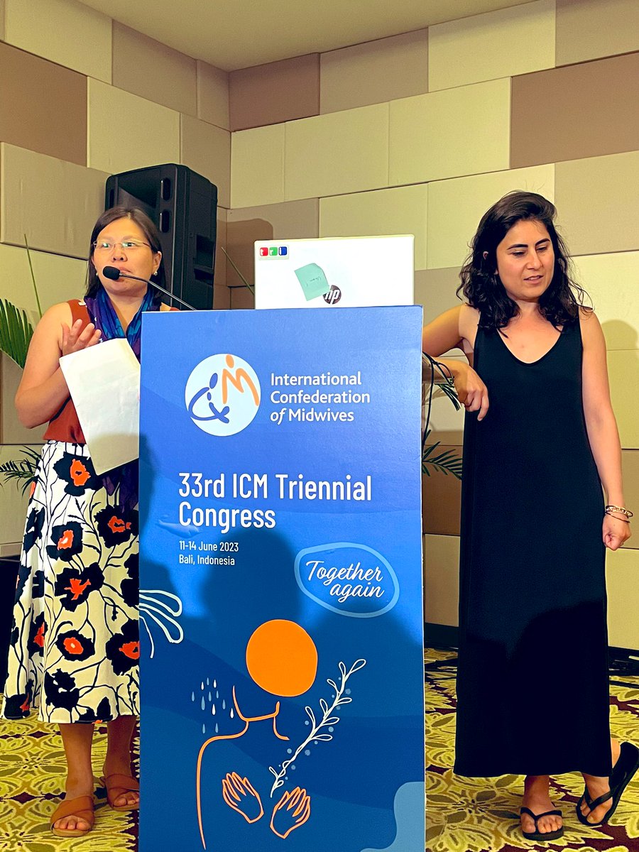 The podium is not made for us. So when the podium doesn’t work for us,we step out.❤️
Stepping away from podium &amp; presenting here are our Critical Midwifery Studies stars <a href="/Suselku/">Susana Ku Carbonell</a> <a href="/BaharehGoodarzi/">Bahar Goodarzi</a> at #ICM2023 
@FrankaCadee <a href="/world_midwives/">International Confederation of Midwives</a> <a href="/ICM_CE/">@SallyPairman</a> <a href="/RodantevdWaal/">Rodante van der Waal</a> <a href="/SamsonUdho/">Samson Udho, PhD</a>
