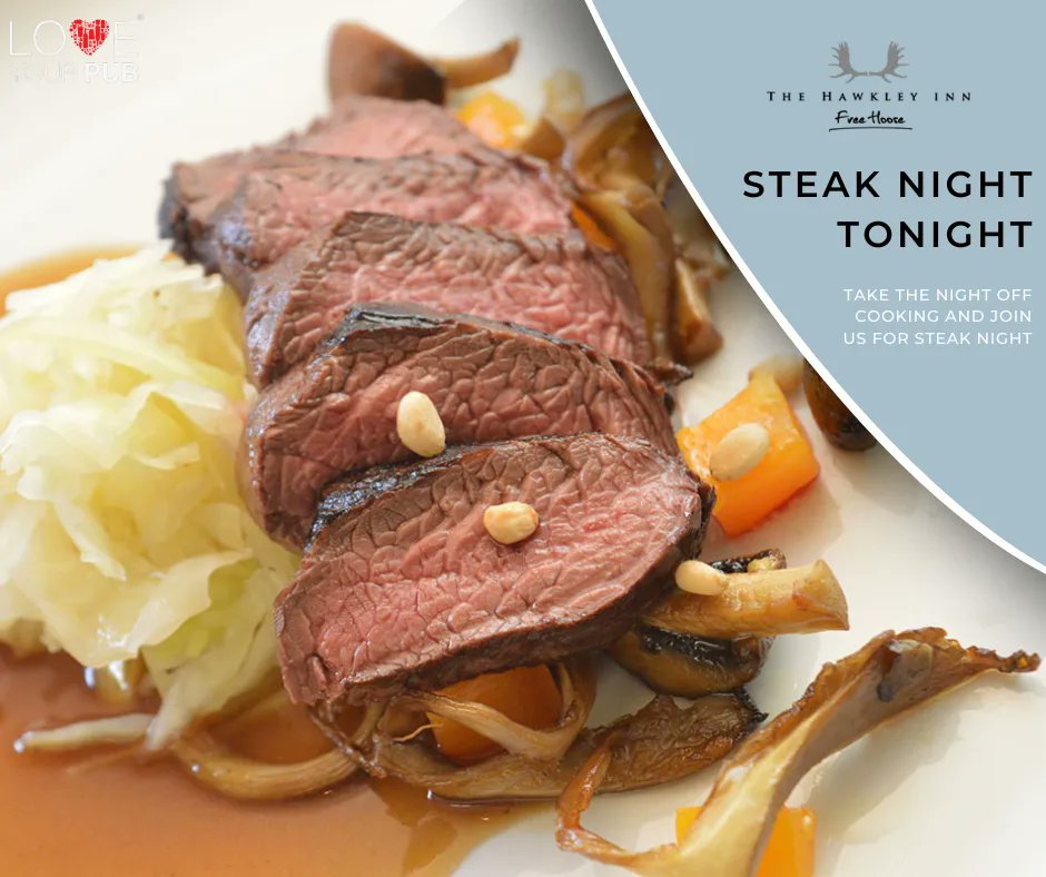 Take the night off cooking and join us tonight for 'Steak Night' 🍽

#bestpubs #drinks #foodie #beer #lovehospitality #hampshirepubs #supportlocal #dogfriendlypubs #familydining #regionalale #countrypubs #beeroclock #bar #cheflife #UKpubs #localpubs #pubfood #steaknight