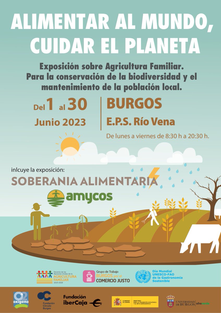 🗓 Del 12 al 30 de junio puedes visitar nuestra expo de Soberanía Alimentaria junto a la de <a href="/fundacionO2/">Fundación Oxígeno</a> sobre Agricultura Familiar para la conservación de la biodiversidad y el mantenimiento de la población local
📍 EPS Río Vena
⏰ L-V 8:30 - 20:30