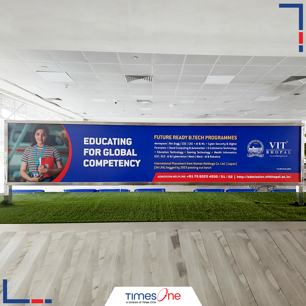 times_ooh's tweet photo. #VelloreInstitute of Technology builds a larger than life presence leveraging the high dwell time at Bhopal Airport in partnership with Times One.
#TimesOOH #TimesOne #OOH #mediaagency #mediabuying #outdooradvertising #outdoormarketing #outdoormedia #buying #branding #display https://t.co/MwWAkhO5CT