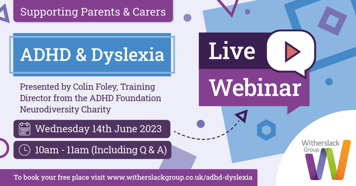 There's still time to register your place for tomorrow's live webinar with Colin Foley, Training Director from The @ADHDFoundation Neurodiversity Charity, who will be presenting 'ADHD &amp; Dyslexia.'

Register your place here 👇
bit.ly/3oMbgp0

#Neurodiversity #ADHD
