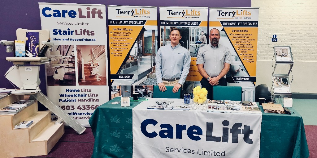 Terry_lifts's tweet photo. We proudly support  @CareliftS at today's DFG Champions Regional Event, hosted by @FoundationsHIA.
Join Chris and Liam at @KCNorwich until 3 PM.  They can answer questions and advise on suitable lift and access solutions for the home, garden, and public spaces. https://t.co/aQtgXTYA8y