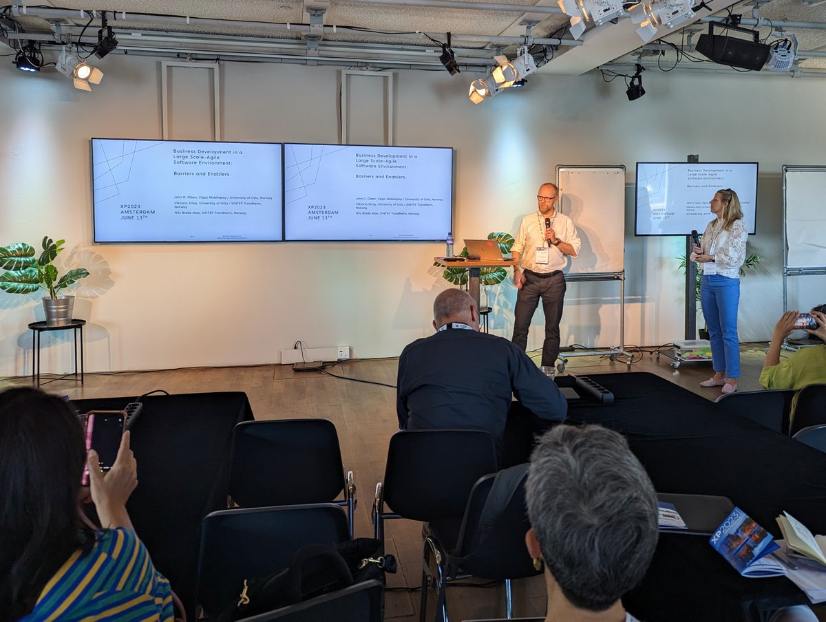 'Business Development in a large Scale-Agile Software Environment' during #XP2023 Research Workshops with <a href="/dr_vstray/">Viktoria Stray</a> and John Olsen