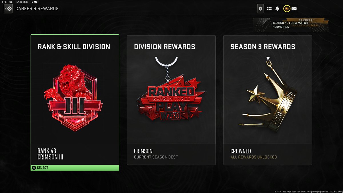 I guess the farthest I'm getting is Crimson 3 this season... #Warzone2 #warzone2Rank #WarzoneRank #Rank #cod #crimson3
