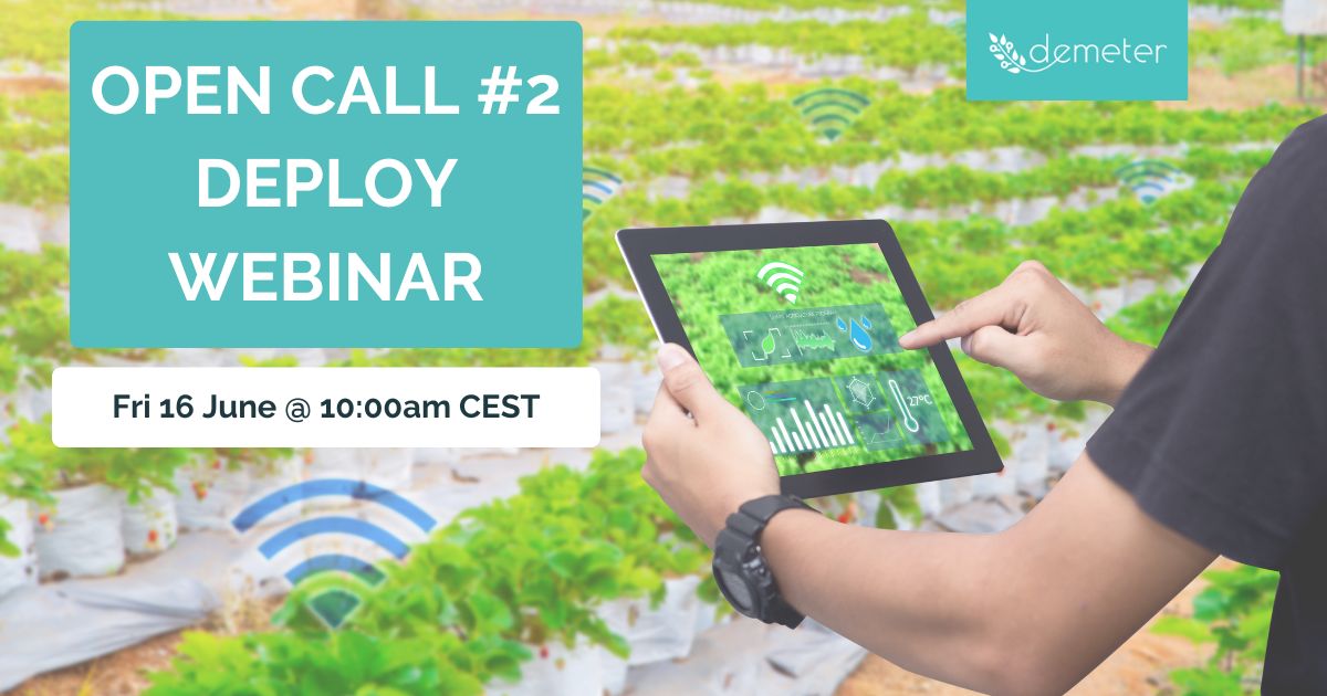 DEMETER will host a webinar this Friday 16 June to showcase the pilots involved in Open Call #2 DEPLOY including HEMS PENFA CypruSaves HarvestNow and GEM4GF 🧑‍🌾

💻Register today to take part and learn more about the DEMETER project: h2020-demeter.eu/oc2-deploy-web… 

#webinar #IoT <a href="/f6s/">f6s</a>