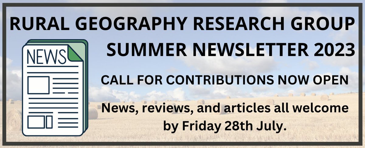 We're seeking news, reviews and articles for our Summer 2023 Newsletter!  If you'd like to contribute, please contact our editor, Aimee (@06aims / amorse1@glos.ac.uk), to find out more. You can access previous editions here: rgrg.co.uk/newsletter