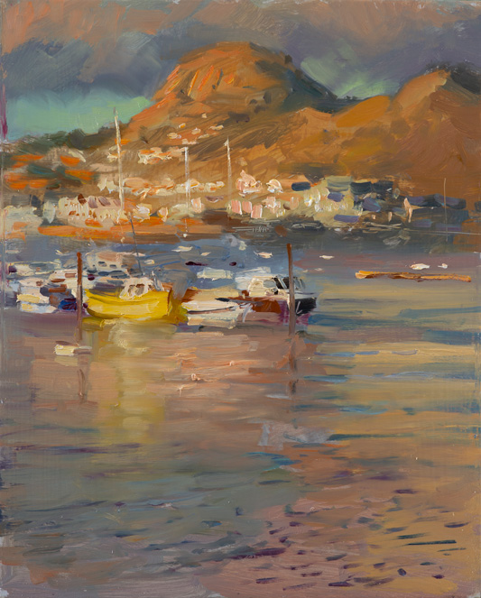Rob_Pointon's tweet photo. An end of day colour study of 'The Vardre' from #Conwy harbour. There used to be an important Welsh castle on top of this hill on the estuary of the Conwy valley.

30cmx24cm

Exhibition at @FfinyParcArt
opening June 25th until 19th July https://t.co/X6DRblZZ4Z

#welshart #WALES https://t.co/FynjwMlVTS