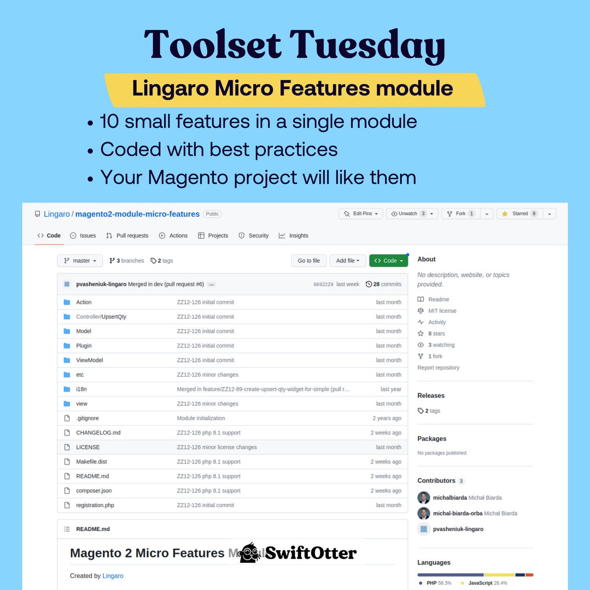 We have another great Toolset Tuesday Tip from <a href="/michalbiarda/">Michał Biarda</a>!
github.com/Lingaro/magent…

#swiftotter #magento #magento2 #magentodeveloper #toolsettuesday