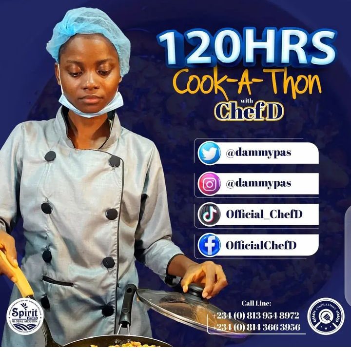 Dr Olukemi Olunloyo🇳🇬🇺🇸 (@drkolunloyo) on Twitter photo Congratulations to Damilola Adeparusi (<a href="/dammypas/">Chef Dammy</a>) as she surpasses Hilda Baci’s 100 hour cooking 👩🏽🍳record attempting the GWR. Follow her official handles on the road to 120 hours
#Kemitalks🇳🇬🇺🇸 Congratulations to Damilola Adeparusi (<a href="/dammypas/">Chef Dammy</a>) as she surpasses Hilda Baci’s 100 hour cooking 👩🏽🍳record attempting the GWR. Follow her official handles on the road to 120 hours
#Kemitalks🇳🇬🇺🇸