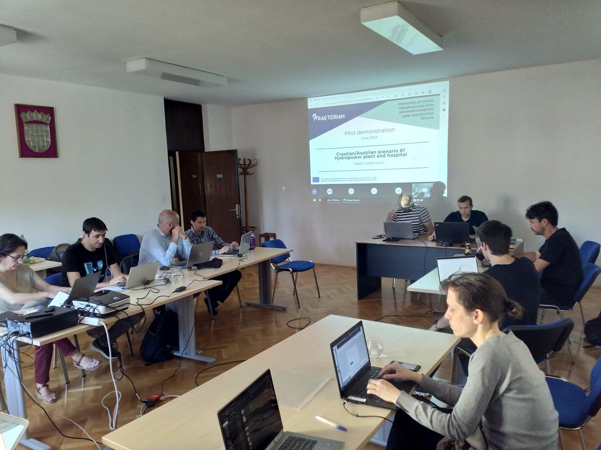 PraetorianH2020's tweet photo. The PRAETORIAN team at the HEP premises in Sinj, Croatia,  is starting the final rehearsal for tomorrow's demonstration. More information: https://t.co/GhnIThpEYD

#demostration #rehearshal #project #security #criticalinfrastructure @EU_Commission https://t.co/Gm7HwEIiMf