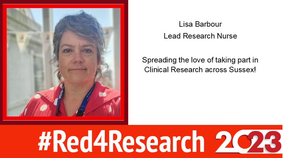 Lead Research Nurse @LisaBarbour12 is #Red4Research over 21 years of #Research #Nursing #HIV #SexualHealth #ENT #ID @UHSussex🥳 @NIHRtakepart @NIHRCRN_kss @lawson_unit @BH_SHAC