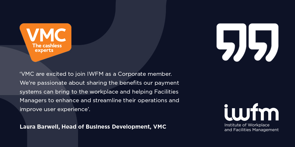 Really pleased to welcome <a href="/VMCcashless/">VMC Cashless Payment</a> as <a href="/IWFM_Corporate/">IWFM Corporate</a> Members!

Great to hear how you can support our <a href="/IWFM_UK/">IWFM</a> Community with cashless payment solutions, creating a more efficient &amp; hygienic service for their staff &amp; customers.

vmcltd.co.uk/default.aspx

#IWFMCorporateMember