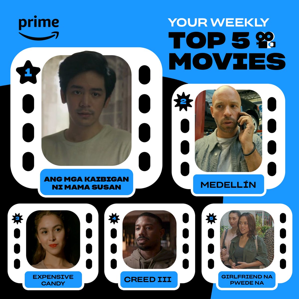 primevideoph's tweet photo. It's all about the thrill of ghosts, action, crime, and kilig on Prime Video. Presenting our top 5 movies and TV shows this week! https://t.co/A391gCijX7
