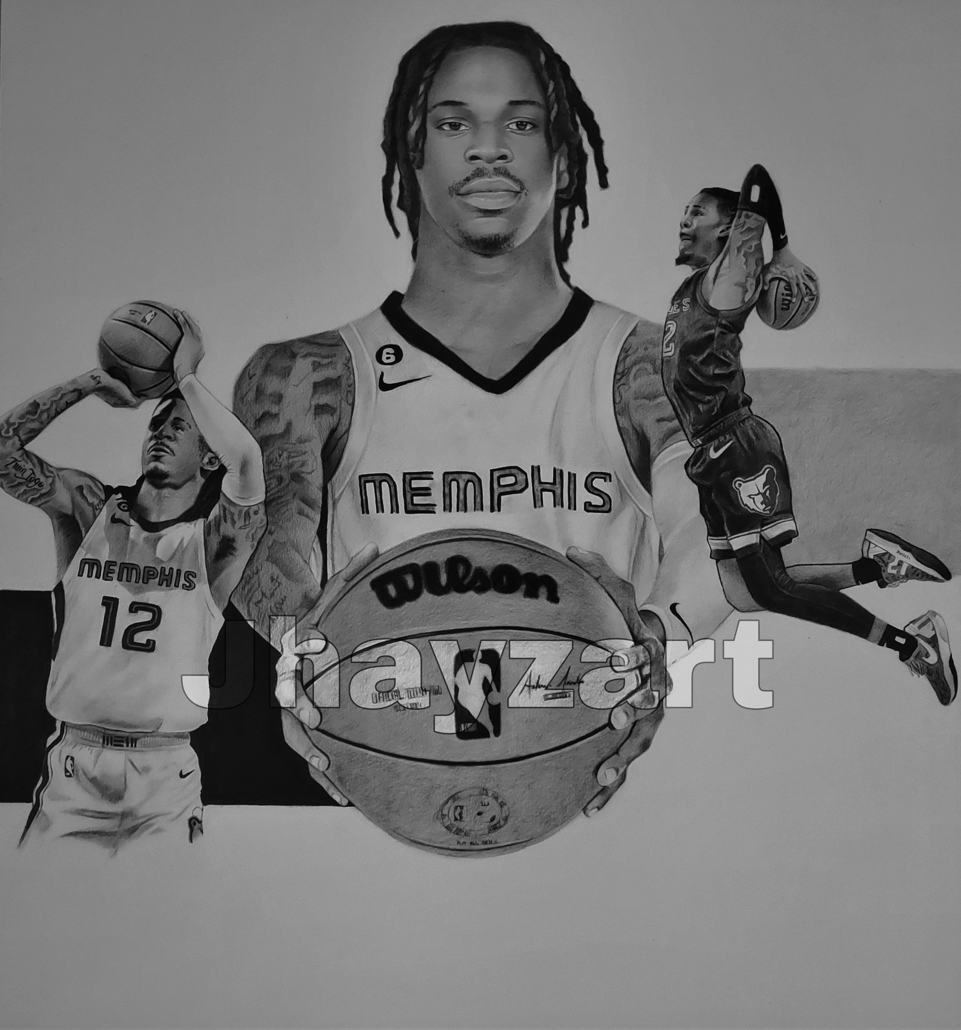 Jhayz_Art on X Vator_H_Town A pencil drawing of ja morant / X