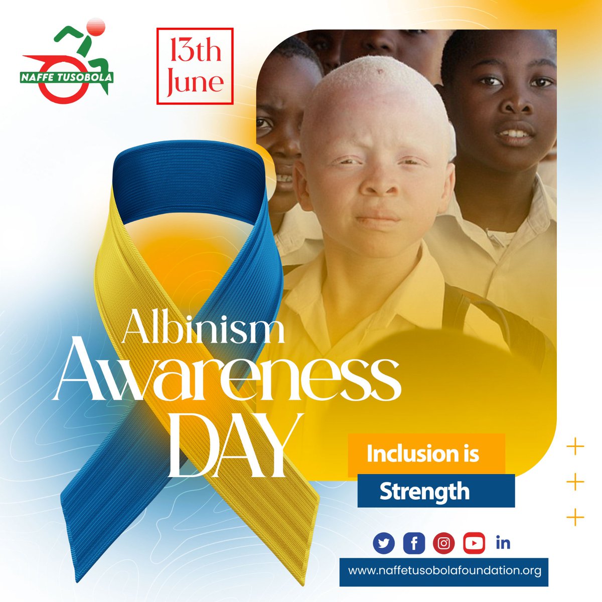 Happy #InternationalAlbinismAwarenessDay💛💙
We stand in solidarity with all persons with albinism by amplifying their voices in all aspects of life. 
Together we can create a more inclusive and accessible world for all.
#IAAD 
#InclusionIsStrength