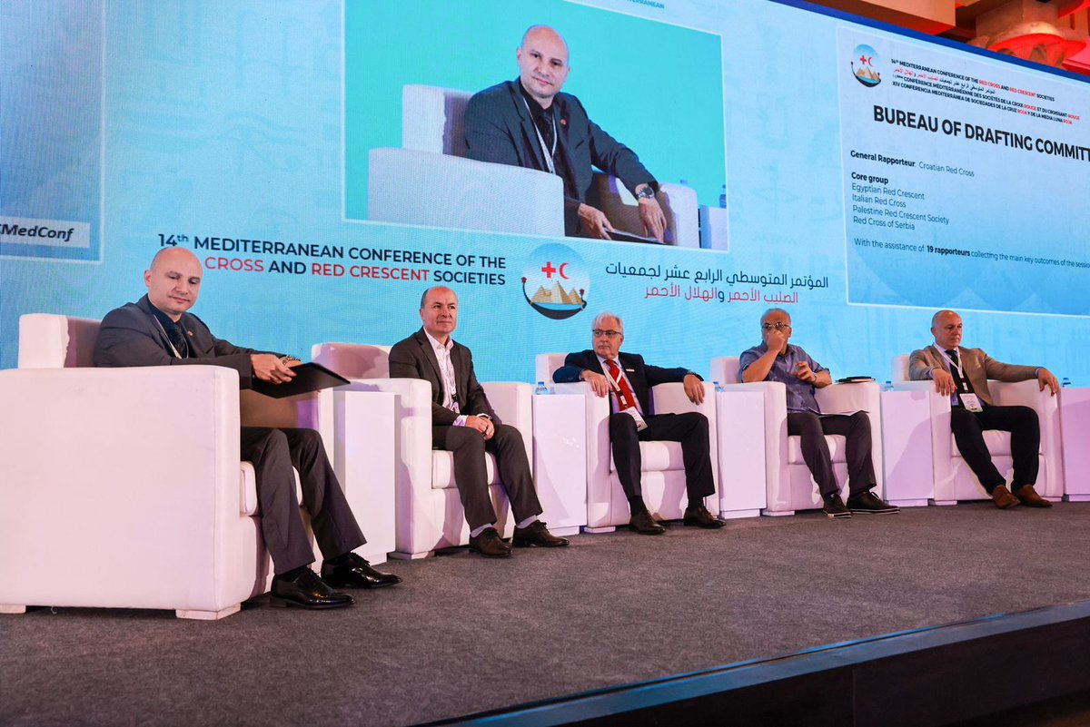 EG_Red_Crescent's tweet image. Exciting start at the 14th Mediterranean conference of Red Cross Red Crescent societies! powerful speeches. We are looking forward to a successful conference. Day 1 #SessionOne

#RCRCMedConf

@CentreCoopMed 
@ElnazerRamy 
@Francescorocca