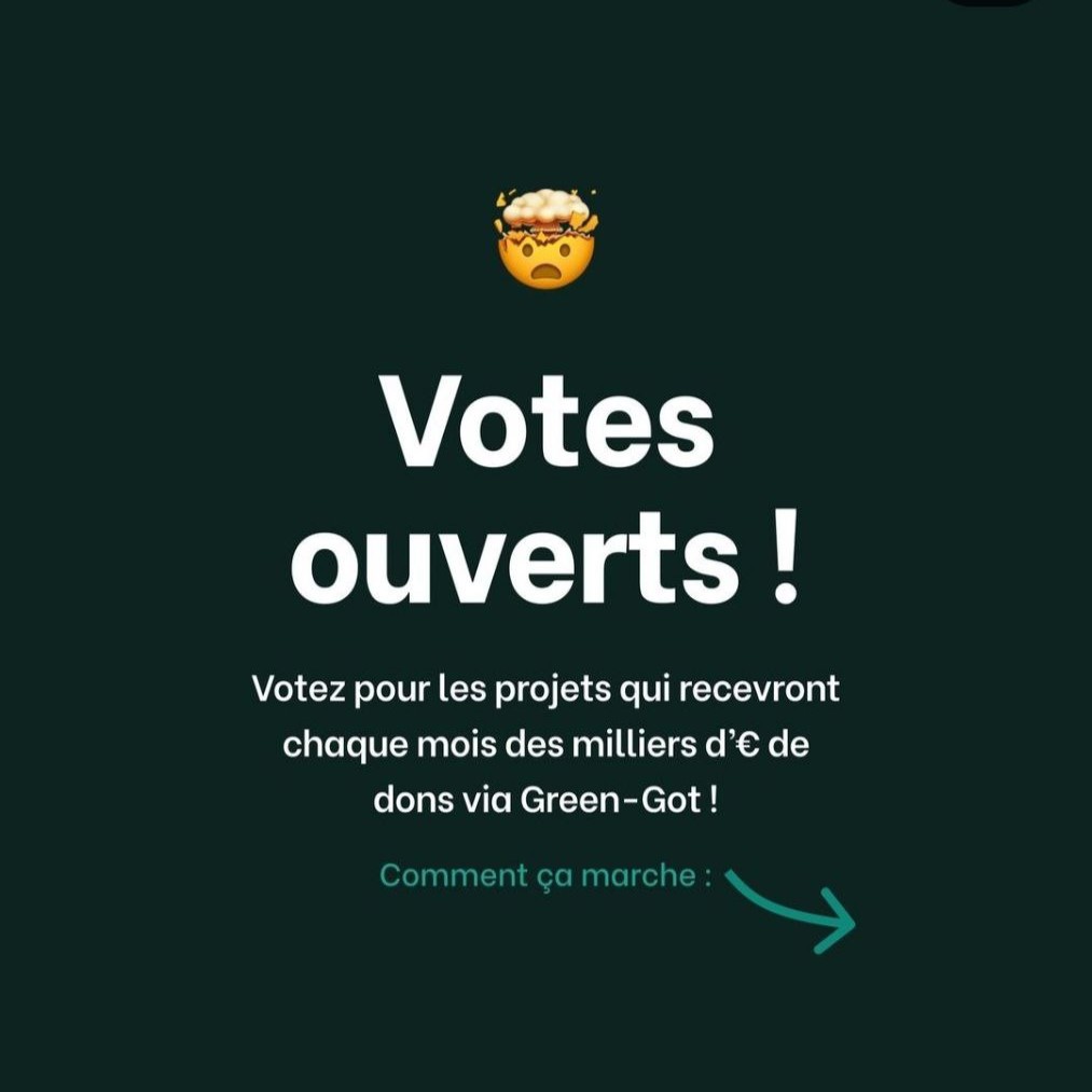 👋 On a besoin de vous !

Dès maintenant jusqu’à mercredi 21h, tu as la possibilité de choisir les associations qui pourront bénéficier de l’arrondi avec <a href="/Green_Got_/">Green-Got</a> - dont Alternatiba ! 🔥

➡️ green-got.com/vote?asso=alte…
