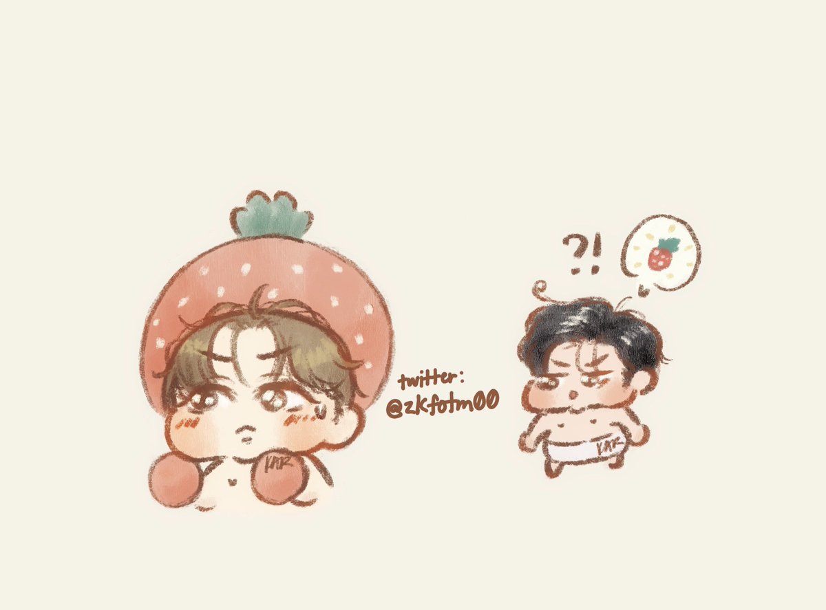 strawberry Dan and tiny Jaekyung in my art style~ ( ˙ᵕ˙)🍓

#징크스 #Jinx @_MinGwa #fanart