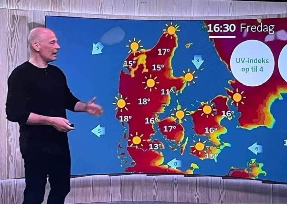 DrLoupis's tweet photo. Heat alert in Denmark 🚨🚨🚨🚨 11-18C 🤡🤡🤡 https://t.co/S4o2Li9XyC
