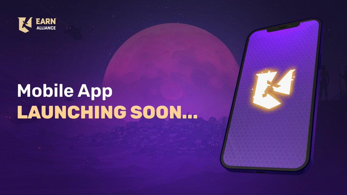 EarnAlliance's tweet photo. 📣MOBILE APP COMING SOON!📱

We're thrilled to announce that the @EarnAlliance mobile app is LAUNCHING SOON on Android!

🎮Get all your game updates from Twitter &amp; Discord all in one place.
🛍️Sign up &amp; find Daily Chests to collect Power, tokens and NFT rewards!

👀STAY TUNED. https://t.co/JSADEGVCQT