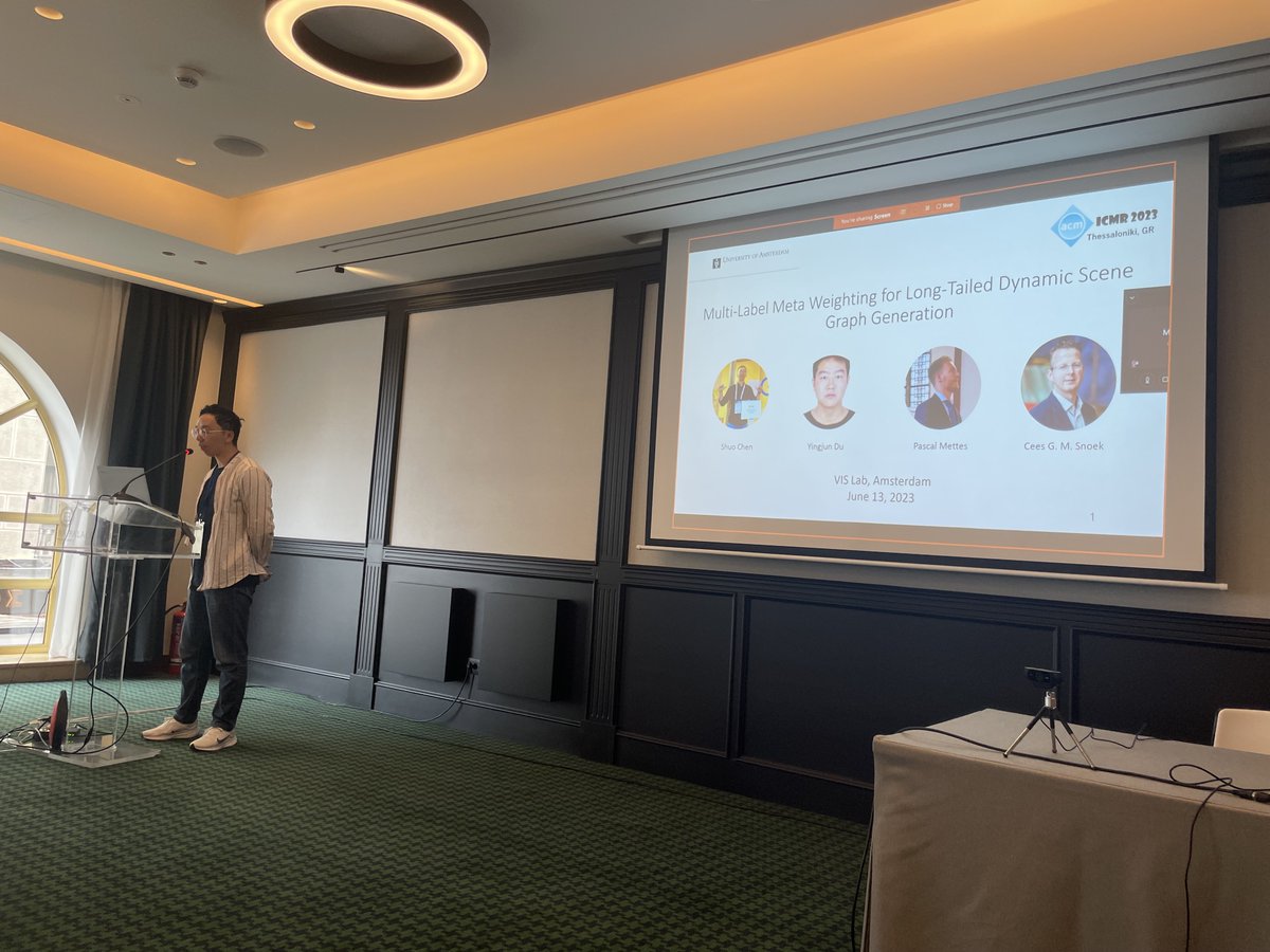 Very glad to see mostly onsite presentations during the first oral session of ICMR 2023!

"Multi-Label Meta Weighting for Long-Tailed Dynamic Scene Graph Generation" currently being presented.

<a href="/sigmm/">ACM SIGMM</a> <a href="/TheOfficialACM/">Association for Computing Machinery</a> #icmr2023 #multimedia #retrieval #AI #graphs