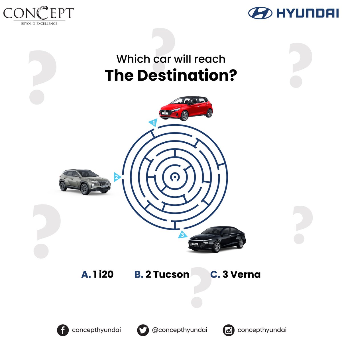 𝐐𝐮𝐢𝐳 𝐓𝐢𝐦𝐞!!
Guess the car?
#ConceptHyundai #ConceptGroup #BeyondExcellence #HyundaiCarDealer #Hyundai #Hyundailndia #QuizTime #quizcompetition #GuessTheCar #quiz #ExcitingPrizes