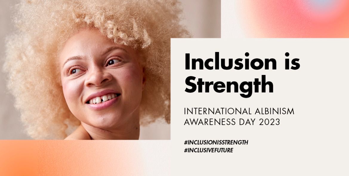 Today we stand together for International Albinism Awareness Day! 
Let's celebrate the beauty of diversity and promote inclusivity for individuals with albinism. Together, we can build a world where everyone's unique abilities are recognized and respected. #Inclusionisstrength