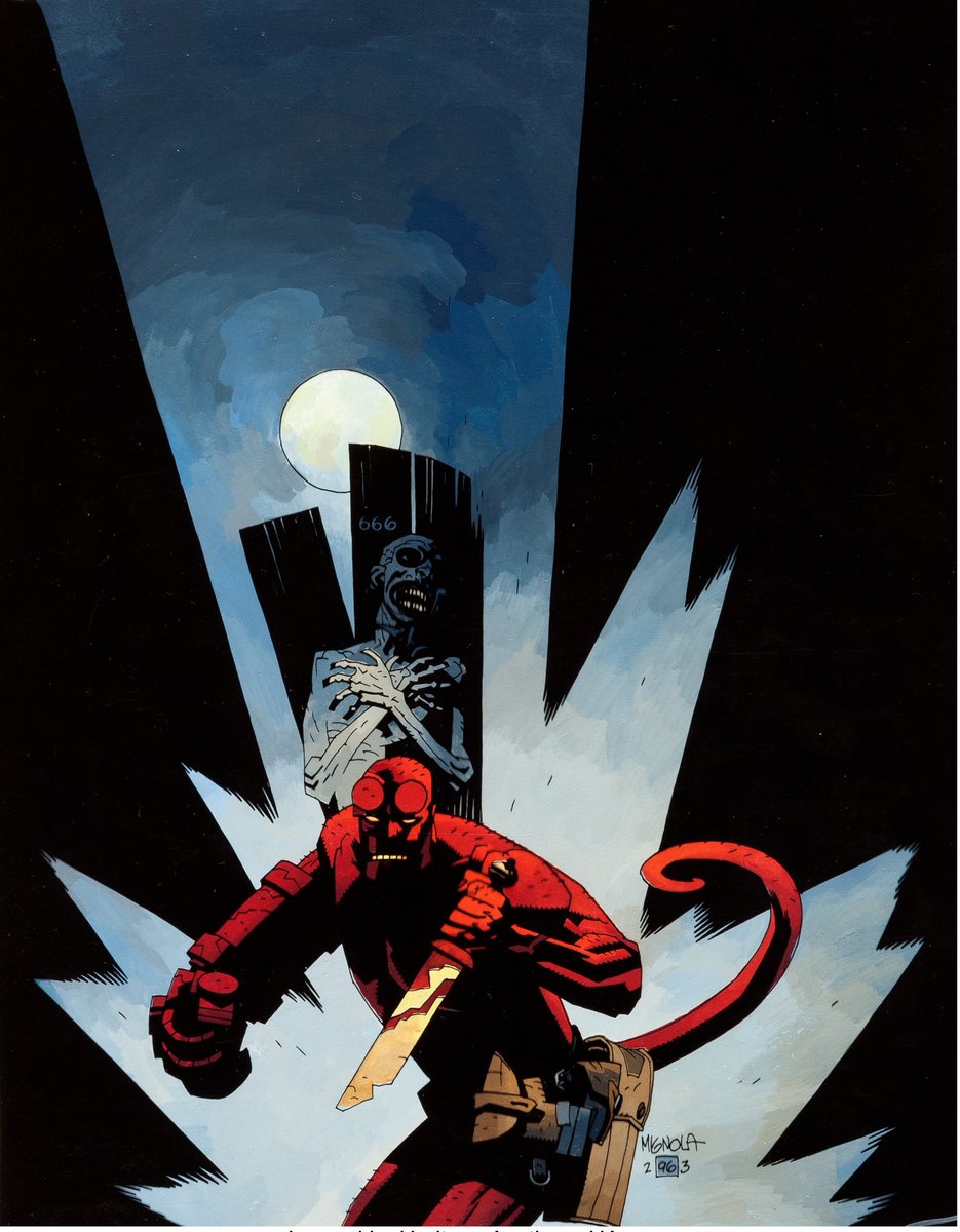 Did you know that #MikeMignola iconic cover artwork for 'Hellboy: Wake the Devil #3' is a treasure trove of symbolism? 🧐 

Mignola's unique style with bold black lines and mysterious shadows creates an otherworldly atmosphere. Amazing! 🤩

#Connectible #Hellboy #Mignola