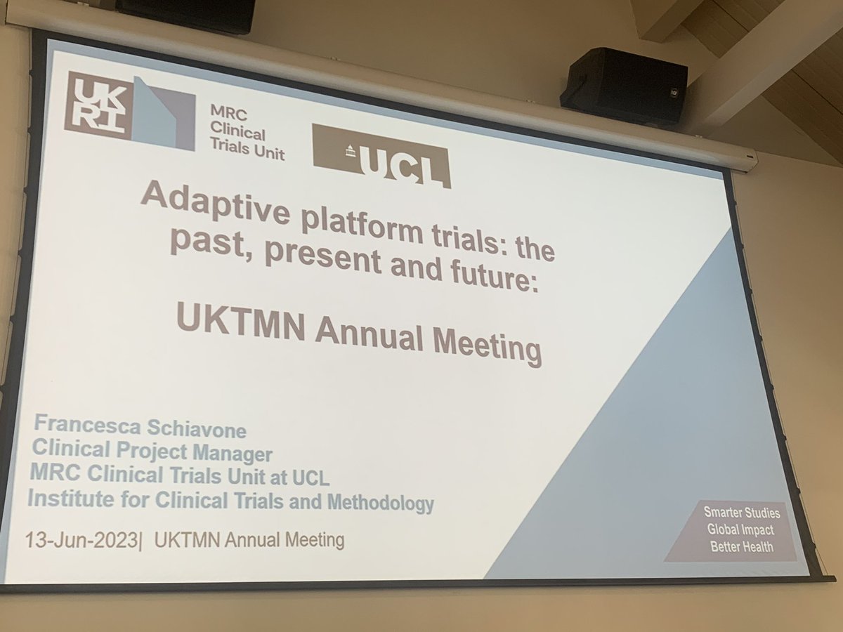 riti_desai's tweet photo. @Uktmn 
Fantastic talk on Platform &amp; adaptive Trial Designs.
#UKTMN2023 https://t.co/uPvR58Av5D