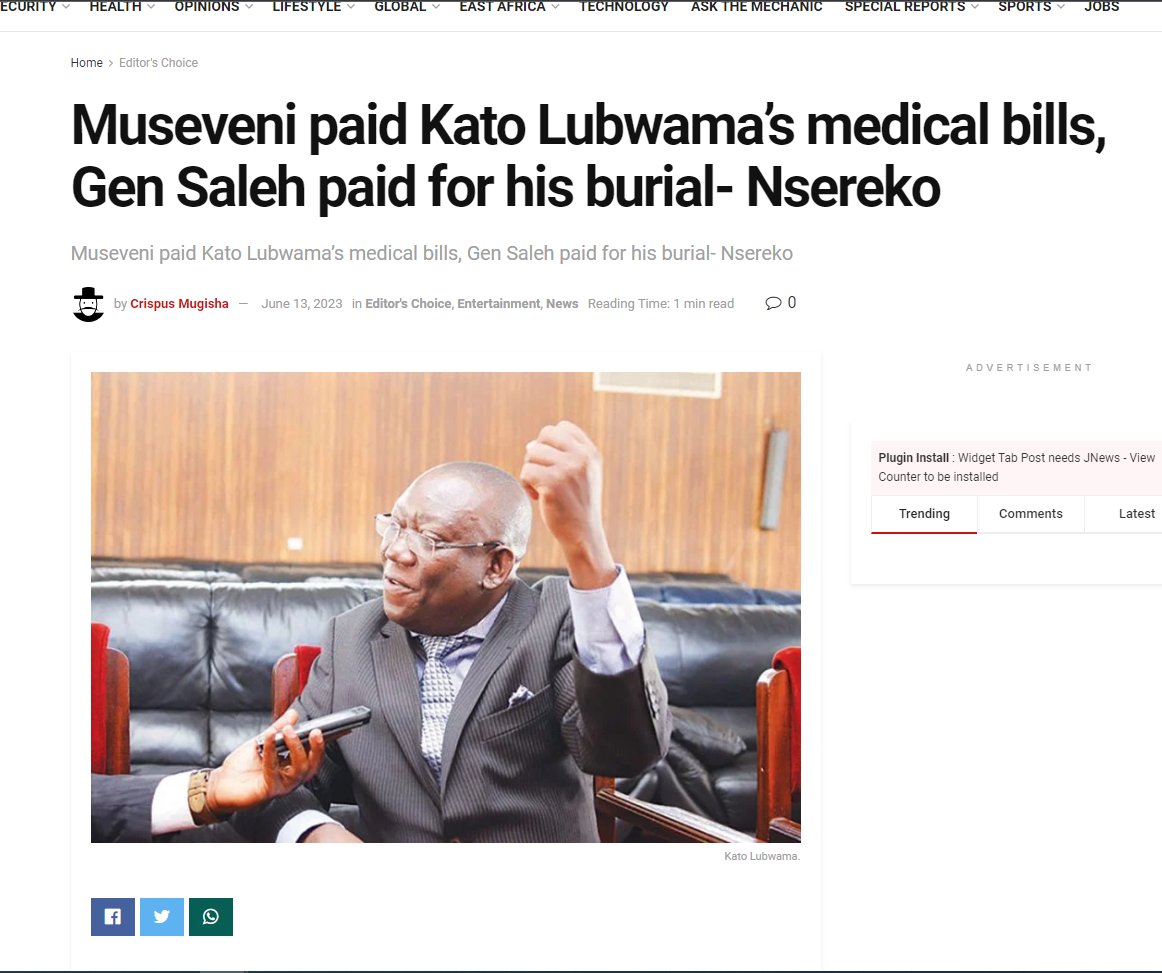 President Museveni paid Kato Lubwama's medical bills, Gen. Saleh paid for his burial. Kati n'olaba aba opposition nga badduka bazunza empale ezirimu n'ebituli, mbu nye... nye... nye... They can't contribute even Shs. 1,000 but they were the first to show up at the Late's home.