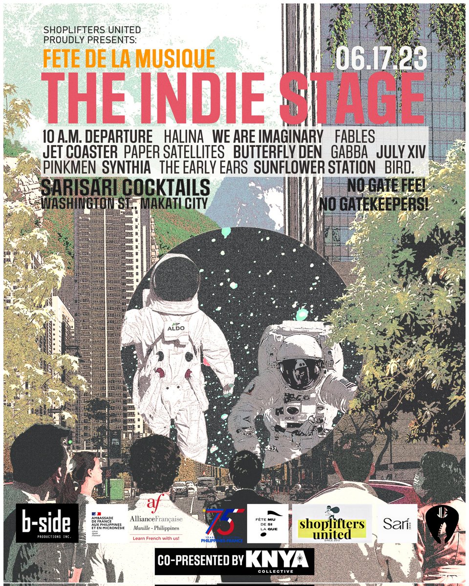sflowerstation's tweet photo. We're excited to play our first Fetê de la Musique stages! 
Thankful to be part of this line-up. 🙌💛

Kita-kits sa June 17!
Rock Stage - Coyote Ribs &amp; BBQ
Indie Stage - Sari Sari Cocktail Bar https://t.co/QaFzICuegd