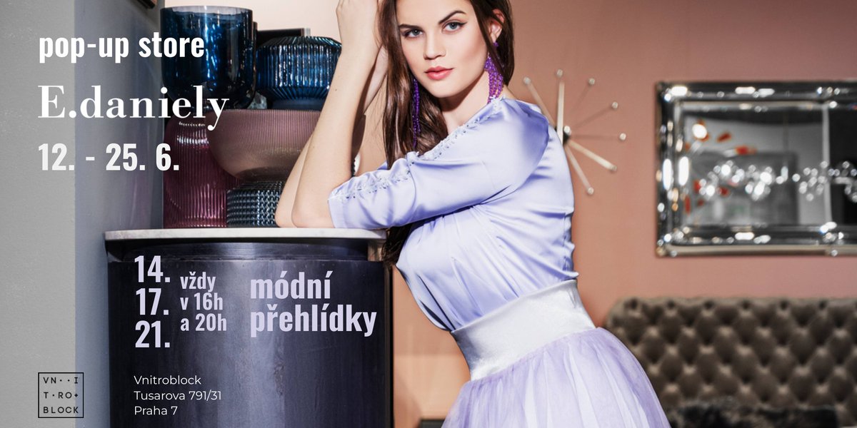 e_daniely's tweet photo. Už zítra ve Vnitroblocku můžete přijít na první dvě ze šesti přehlídek E.daniely v rámci pop-up storu.
Předvedeme to nej z naší návrhářské dílny pro tuto sezonu ;-)
Více na webu. https://t.co/yARWWlg05P