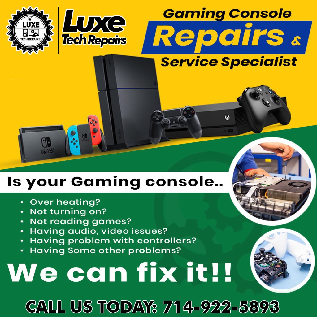 LuxeTechRepairs's tweet image. 🎮 Game Console Troubles? We&apos;ve Got You Covered in Anaheim, Orange County! 🛠️Is your game console acting up? Don&apos;t worry, we&apos;re here to save the day! 🌟 Our expert technicians specialize in game console repairs right here in Anaheim, Orange County. Whether it&apos;s PlayStation, Xbox