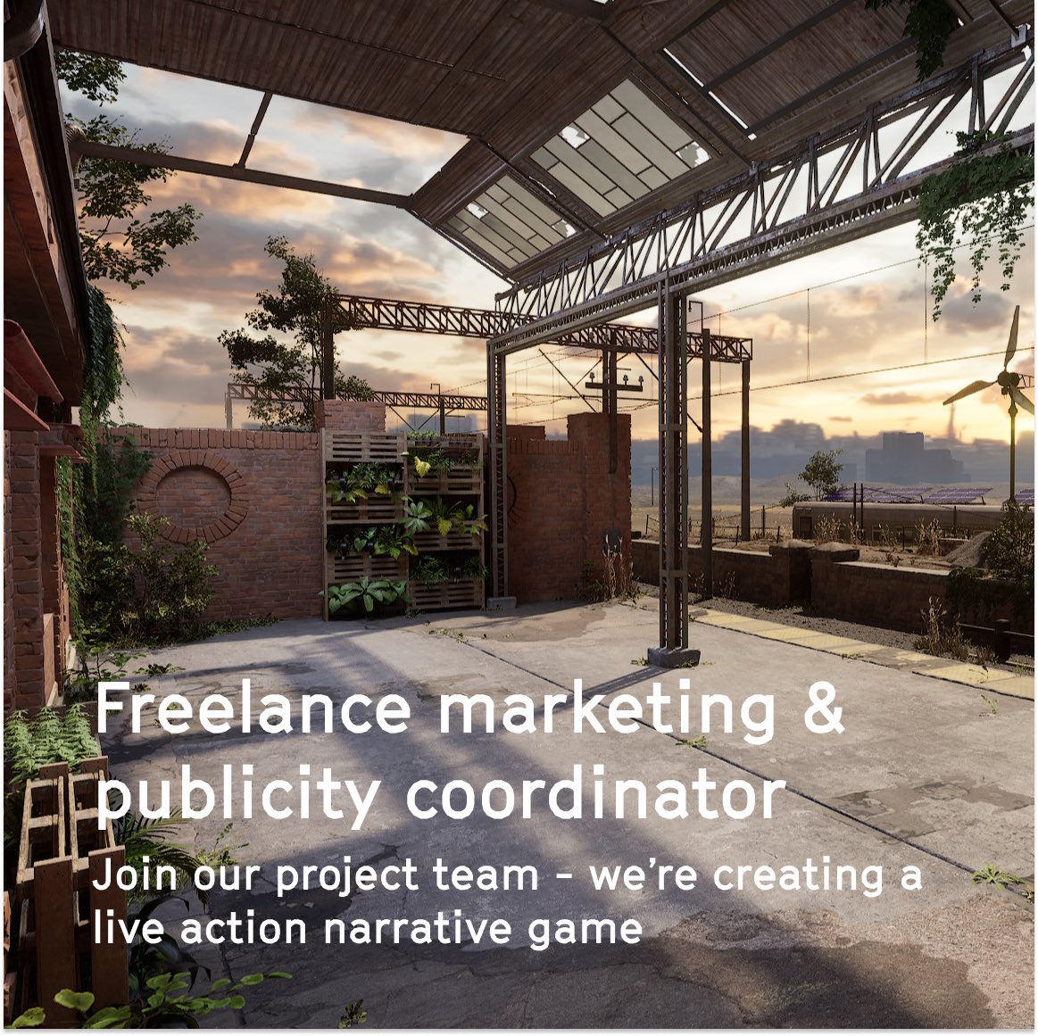 👀 Seeking a marketing and publicity freelancer to join our team promoting a live action narrative game about the climate emergency, fusing theatre, film and gaming
🌱 If you have a passion for multi-disciplinary projects, immersive technologies and art for good... (1/2)