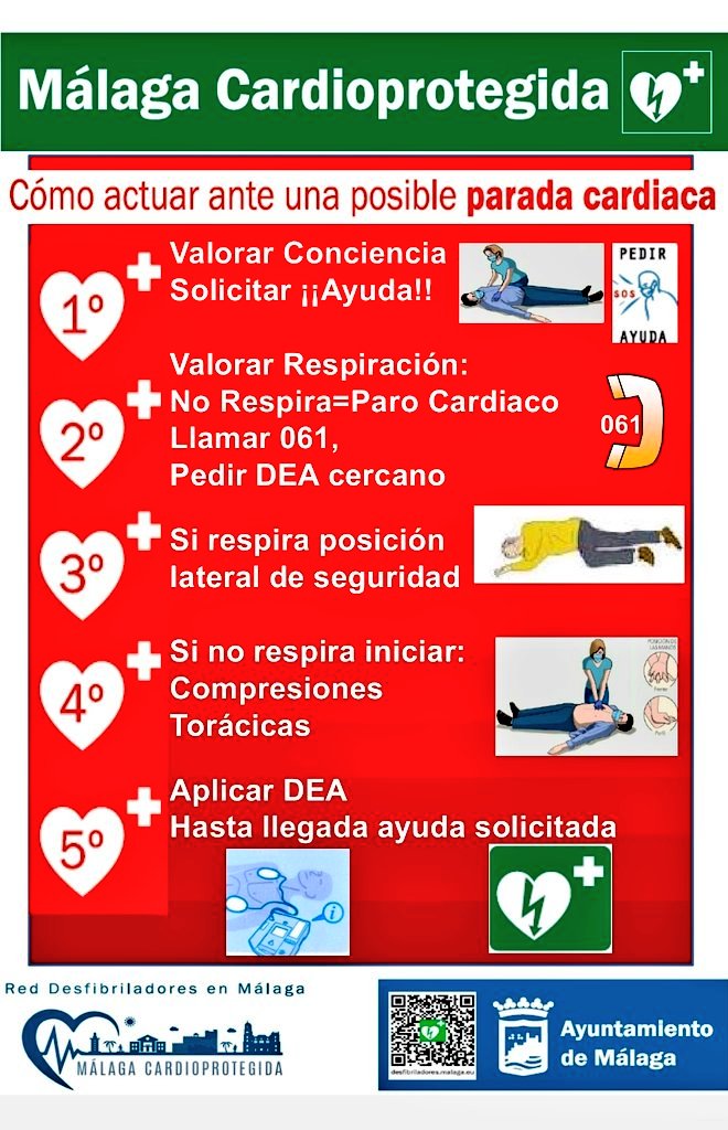 VPCMalaga's tweet photo. 📣#INFORMACIÓN |

¿Sabrías hacer #Frente 🫤 a una posible #Parada ♥️⚡ #Cardiaca ?

A continuación le 👀 #Mostramos una serie de 📝 #Pasos para saber cómo hacer #Frente a este ☎️ tipo de #Situaciones 🏥 .

#30AniversarioPCMálaga 🎖️

#SiemprePorTi ✅ #PCMálaga 🛡️ https://t.co/zbXlXxy1jZ