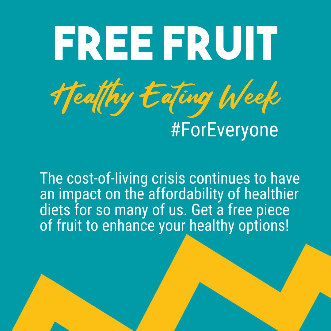 middlesexfood's tweet photo. The Healthy Eating Week supports and promotes healthier lifestyles. This year’s theme is Healthy Eating Week For Everyone! The cost-of-living crisis has an impact on the affordability of a healthier diet, so we decided to support you with free fruits. 13th and 15th of June https://t.co/huC5sLIHmp