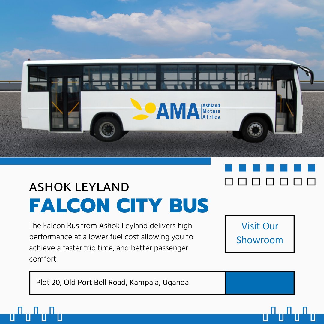 AshlandMotorsUG's tweet photo. The #FalconBus from Ashok Leyland delivers high performance at a lower fuel cost allowing you to achieve a faster trip time and better passenger comfort.
Contact us!
sales@ashlandmotorsug.com/
+256 414 233 285 / +256 758 709800
#AshokLeyland #AshlandMotors #Buses #Transport https://t.co/fYCMFABqzJ
