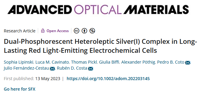 BfmTum's tweet photo. We report here a new complex design strategy towards a dual-phosphorescent, red-emitting silver(I) complex with high electrochemical stability, resulting in long-lasting red light-emitting electrochemical cells.
Here👉https://t.co/8BmjEVpDWm
#BFMTum
#TUM
#LECs https://t.co/utP6ukizR5