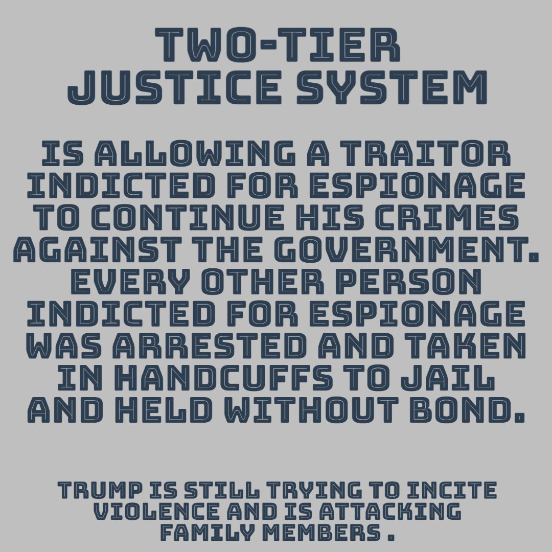 He needs to be held in jail until his trial, like anyone else.
#HappyIndictmentDay 
#TrumpArraignment 
#GOPTraitors
#MeadowsFlipped
#NobodyIsAboveTheLaw
#TrumpIsATraitor