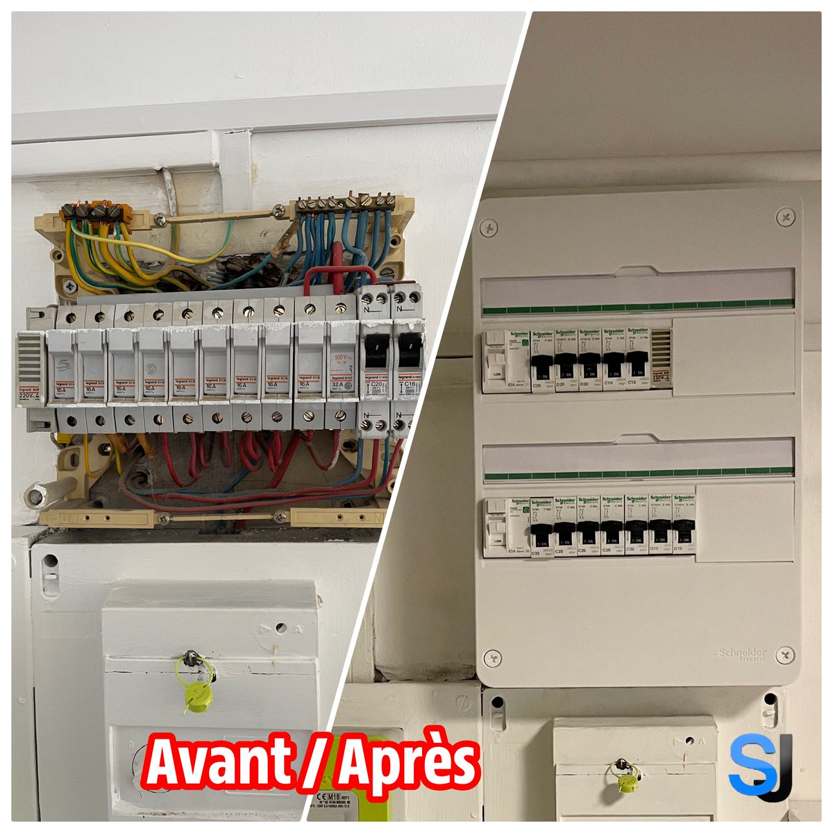 SJ_Batiment's tweet photo. 🔌 Depuis 1990, votre artisan de confiance à Paris

✅ Avant : Un tableau électrique présentant des risques pour votre sécurité et celle de votre famille.

✅ Après : Grâce à notre expertise, le tableau électrique est désormais aux normes de sécurité.

#Professionnel #sjbatiment https://t.co/bVlkSXWmkk