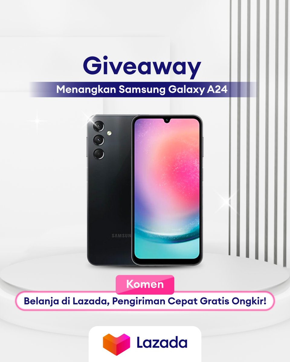 ✨GIVEAWAY ALERT✨

MAU SAMSUNG GALAXY A24 GRATIS?

1. Follow <a href="/LazadaID/">Lazada</a>
2. RT, Like, Reply "Belanja di Lazada, Pengiriman Cepat Gratis Ongkir + hashtag #LazadaGiveaway #LazadaCepatGratis dengan alasan harus menang sebanyak-banyaknya
3. Tag 3 teman kamu

#TambahKeHidupmu #LazadaID