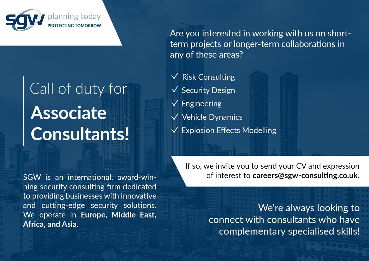 Join SGW as an Associate #Consultant for #security & #risk control. Make a difference with your #expertise in #securityindustry & remarkable #problemsolving abilities. 

Learn more about the #opportunity: forms.microsoft.com/pages/response…

#securityprofessionals #newrole #riskmanagement