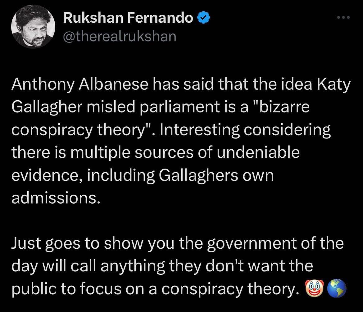 Today Senator Gallagher stated in the Senate that she was provided with information regarding the alleged rape involving Brittany Higgins and was asked to keep it to herself. 

This contradicts her prior statement in Senate estimates (in her typical arrogant self righteous